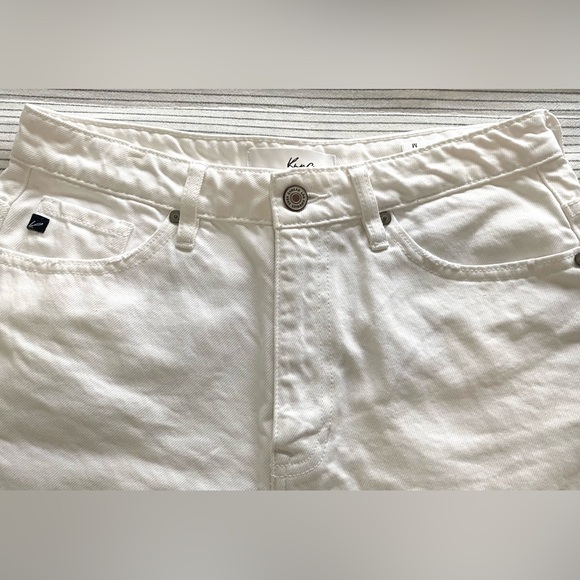 KanCan Womens M Solid White Denim Jean Shorts w/ Frayed Edge Boho Coastal Beach - Picture 2 of 15
